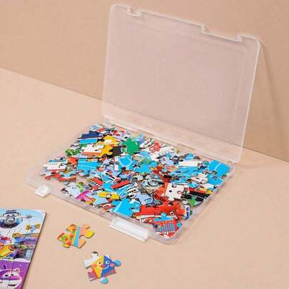 1pc File Storage Box, Puzzle Storage Box Toy Organizer, Transparent Double Lock Plastic File Box, Dust-Proof Home Storage Box For Documents, Certificates, Puzzle Tray, Puzzle Storage, Puzzle Organizer, Better Classify And Store Patterns, Shapes And Colors, Transparent Assembly Toy Packaging Box For Adults And Children, New Year And Valentine's Day Gift