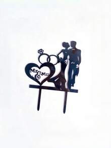 1 Stück "Mr & Mrs" Englische Buchstaben Kuchendekoration, geeignet für Jahrestag, Hochzeit, Verlobungsfeier, Valentinstag Kuchendekoration, Backdekoration, Küchenzubehör - Schwarz - Übersicht 1