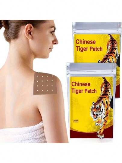 30片装传统中国虎纹热敷垫 - 耐用强韧，无需电池，易于使用，适用于背部、膝盖、颈部、肩部、肌肉和关节，强力加热，冷热交替使用，舒适透气，支撑关节，符合人体工程学设计