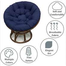 Round Papasan Chair Cushion, Waterproof Hanging Basket Cushion For Rattan Chair, Thick Soft Overstuffed Pad With Non-Slip Ties, Indoor Outdoor Swing Seat Replacement - Xanh đậm - Xem 4
