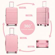ABS+PC-Hartschalenkoffer unisex in 20/24/28/32 Zoll, einzeln oder als 3-teiliges Set, erweiterbar mit YKK-Reißverschluss, 360°-Rädern & TSA-Schloss, flugtauglich für Urlaub und Geschäftsreisen - Pink - Übersicht 2