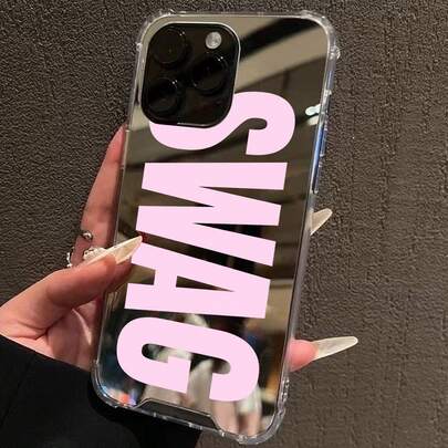 Shockproof Fashion Letter Mirror Retro SWAG Letter Print Phone Case Compatible With IPhone 13/11/17/17pro/16/14/15/15pro/15 Plus/15 Promax/7plus/8plus/X/Xs Max/Xr/11pro/12pro/13pro/14pro/12mini/13mini/11promax/12promax/13promax/14promax/14plus/17pro Max/17Air/6/6s Plus/7/8/16Pro/16plus/16promax/Se2/17promax And Galaxy/A54/A14/A12/A13/A15/A32/A33/A24/A52S/S20/S21/S22/S23/S24/S23Plus/S24ultra/S25/A15/A33/A23/S26/S26+/S26ultra Spring Gift Birthday