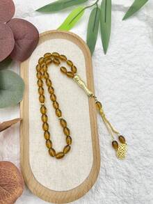 33 piezas Pulsera de cuentas de oración islámicas ovaladas de vidrio transparente - multicolor - Ver 5