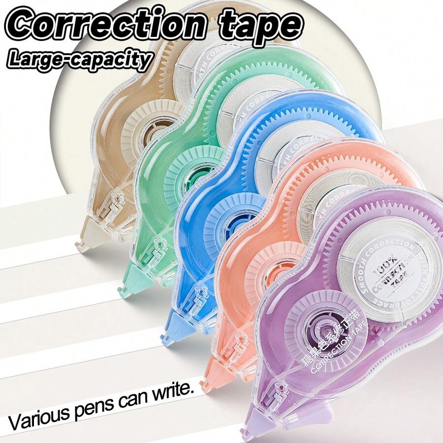 高容量修正带（糖果色），可伸缩修正带，适用于考试，光滑修正带，可靠的液体纸胶带橡皮擦，学校办公用品 - 套裝 - 查看 1