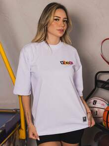 Oversized Good Luck Colors Streetwear Premium Cotton T-Shirt - 白色 - 查看 4