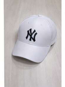Classic Curved Brim Embroidered Cap – Men's And Women's - 白色 - 查看 2