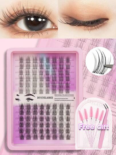 AYRMILLA 96 Strands Delicate Natural-Looking Individual Lash Design, Comfortable Seamless Eye Fit. Includes Lash Tweezers And Brush For Easy Application And Removal. Suitable For Various Occasions And Styles, Essential For Beginner Makeup And Beauty, Customizable Placement And Density.