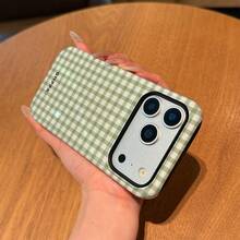 GIIPPA White Plaid Pattern Green & White Plaid Pattern 2-In-1 Phone Case, Compatible With Iphone 17, 16, 15, 14, 13, 12, 11 And PRO MAX Series Spring Gift - Green - View 4