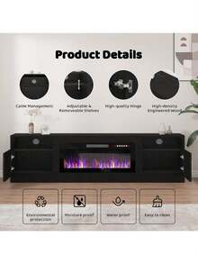 [2 Packages Shipping]80inch Fireplace TV Stand For TVs Up To 90", TV Stand With 36" Electric Fireplace,Entertainment Stand With Fireplace LED Light - Xem 7