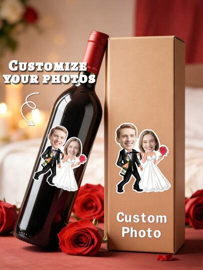12/24/40pc Custom Face Stickers, Personalized Bride And Groom Photo Stickers, Upload Your Photos To Make Diy Wedding Cards, Suitable For Bachelor Parties, Engagement Celebrations, Birthdays Or Valentine'S Day Decorations
