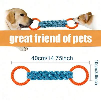 1pc Durable Dog Chew Braided Rope Toy, Suitable For Teething, Beneficial For Dental Health, Interactive Tug-Of-War Toy, Fit For Small, Medium And Large Dogs, Pet Supplies, Suitable For Golden Retriever, Beagle, Border Collie, Husky, Etc.