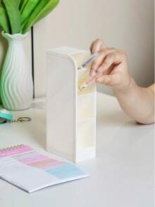 Desk Pen Holder, Pencils, Makeup Storage Box, Kawaii Large Capacity Desktop Organizer, Vertical Cabinet, School & Office Supplies, Back To School - Single Piece - View 4