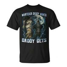 Whatever Daddy Wants Daddy Gets Wolf Cringe-Shirt Unisex - Black - View 1
