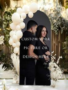 Customizable Arch-Shaped Backdrop With Frame, Personalized Text And Graphics, Flexible Arch Doorway For Birthday, Wedding And Party, Polyester Fabric - Multicolor - View 8