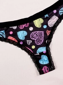Dircho 3pcs Women's Vibrant Abstract Print Thong Set, Ultra-Soft Skin-Friendly High Stretch Underwear Designed For All-Day Comfort And Bold Daily Style - Multicolor - View 9