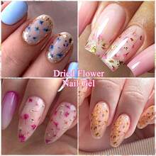 MEET ACROSS 6pcs Dried Flower Gel Nail Polish Set, Natural Flower Nail Art Painting Gel Polish Semi Permanent Soak Off UV LED Nail Varnish Nail Decoration For Summer Nails, Manicure Nail Art Design For Home And Salon Nail Supplies - Multicolor - View 8