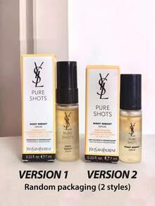 Yves Saint Laurent 【迷你装】PURE SHOTS 夜间焕肤精华液 7ml - 夜间平滑肌肤，改善肤质。温和去角质，细致毛孔，深层补水。适合所有肤质。轻盈配方：快速吸收，清爽不油腻。有助于淡化细纹和皱纹。【随机包装（2种款式）】 - 7ml - 查看 3