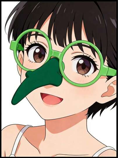 绿色圆形长鼻眼镜造型配饰——趣味派对道具，适合儿童和成人