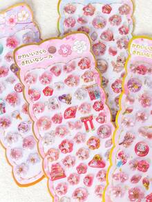 Pegatinas 3D de Sakura de dibujos animados lindas - Patrón de Sakura de color claro, adecuado para decorar fundas de teléfono, cuadernos, genial para manualidades, pegatinas divertidas, expansión de diario, pegatinas 3D, pegatinas de diario, pegatinas decorativas, pegatinas de papelería - Multicolor - Ver 6