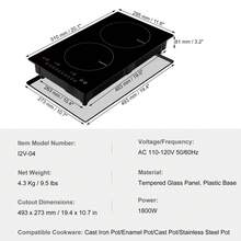 Electric Cooktop, 2 Burners, 12" Induction Stove Top, Built-In Magnetic Cooktop 1800W, 9 Heating Level Multifunctional Burner, LED Touch Screen W/ Child Lock & Over-Temperature Protection - 黑色 - 查看 7