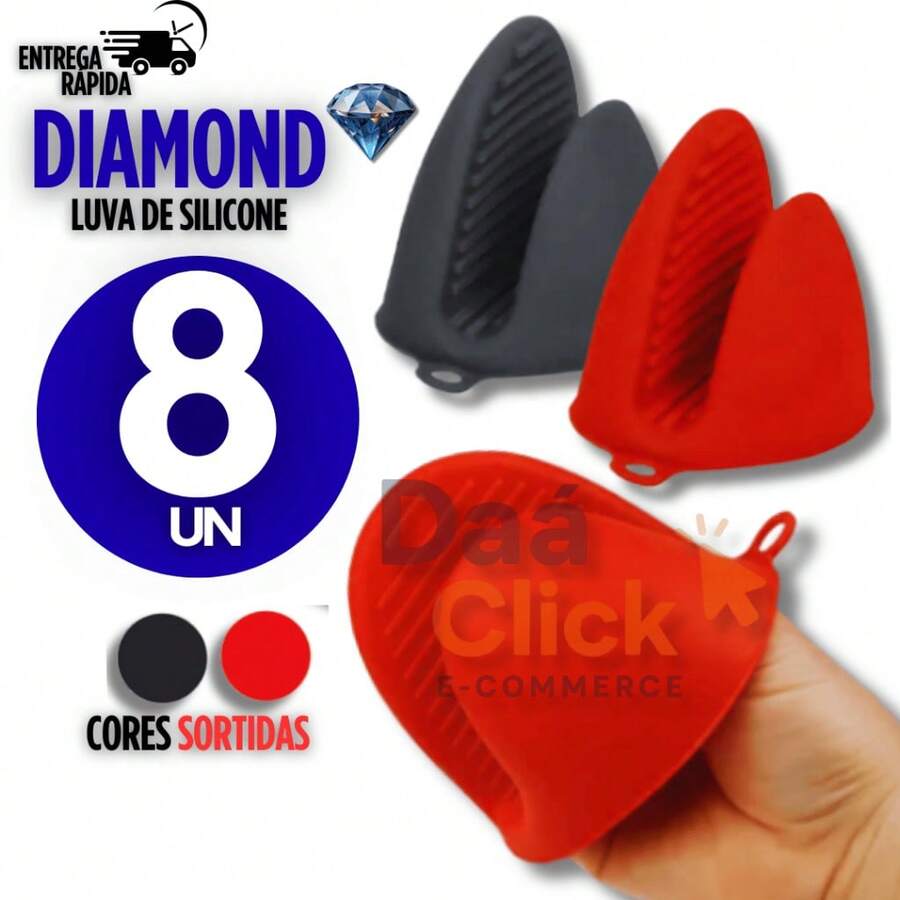 KIT 08 Silicone Oven Gloves, Non-Slip, High Temperature, For Cooking, Roasting And Barbecuing, Premium - 彩色 - 查看 1