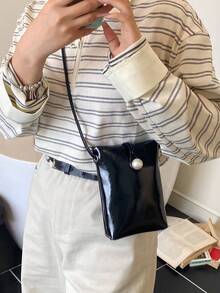 A Fashionable, Simple And Exquisite Pearl Mobile Phone Crossbody Bag, A 2026 New Model Women's Crossbody Bag - Black - View 6