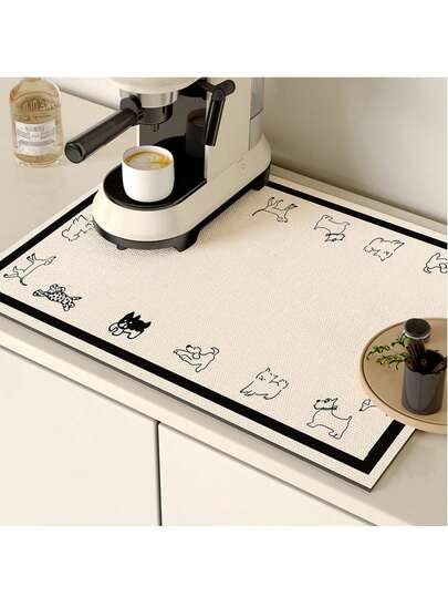 1pc Rectangular Silica Gel Kitchen Mat - Quick Drying Absorbent Pad, Suitable For Dishes, Cups And Countertop Protection