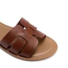 Women's Slide Sandals Slip-On Open Toe Strappy Design Flat Sandals Fashion Dress Casual Comfortable Summer Beach Walking Slides Shoes - 巧克力棕 - 查看 7