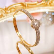 1件装女士时尚方形立方氧化锆镶嵌手链，百搭经典日常佩戴饰品 - 彩色 - 查看 3