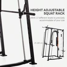 3 In 1 Smith Machine, Multi-Functional Power Cage With Dual Cable Pulley System, Chest Press Station, 17-Level Squat Rack And Barbell Bar, Home Gym System - Black - View 7