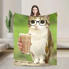 Warm Blanket Travel Hello Meowl Funny Animal  Bedding Throws  Flannel Bedspread Living Room Funny Sofa Bed Cover - 2 - Xem 11