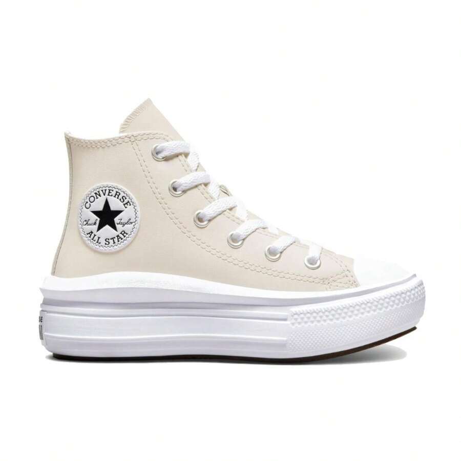 Converse PS Move High Beige Leather Sneaker: Ultralight And Elevated Platforms Designed For Stylish Girls. With Super Comfortable Cushioning, Coated Leather, And Soft Fleece Lining To Protect From The Cold. Easy To Combine Neutral Colors. A Must-Have For Winter! - 米色 - 查看 1