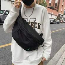 Large Capacity Men's Sports Multi-Purpose Bag, Casual Chest Bag, Waist Bag, Travel Student Backpack - Negro - Ver 4