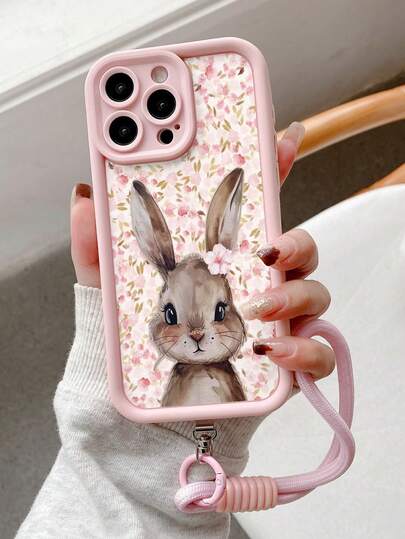 Painted Pink Rabbit Textured Hollow Agate Phone Case, Minimalist Design Compatible With IPhone 14, 14 Pro, 14 Pro Max, 13, 13 Pro, 13 Pro Max, 11, 11 Pro Max, 12, 12 Pro, 12 Pro Max, XR, XS, 15, 15 Pro, 15 Pro Max, 16, 16 Pro, 16 Pro Max, 17, 17 Pro, 17 Air, 17 Pro Max, Galaxy S24, A04, A12, A13, A14, A23, A24, A32, A33, A51, A52, A53, A54, A72, S20 FE, , 9, 9A
