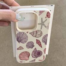 1 pieza Funda de teléfono con patrón de concha marina de color rosa y morado, hecha de material TPU, compatible con Apple 17 Pro Max/17/16 Pro Max/15/13/12/11, S20 FE/A15/S24/A55, Note 11/Note 12/Note 13 Pro, protección suave y resistente a golpes - Blanco - Ver 3