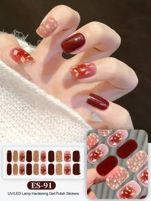 Semi Cured Gel Nail Strips, 20Pcs Long Lasting Salon Quality Wraps, Easy Apply & Remove Gel Nail Stickers With UV Light - Multicolor - View 7