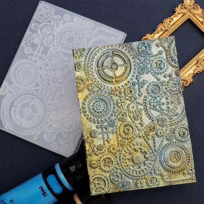 3D Embossing Folder Texture Mechanical Parts Pattern Background DIY Scrapbooking Craft Supplies For Embossing, Template Molds, Decorative Crafts Project Making