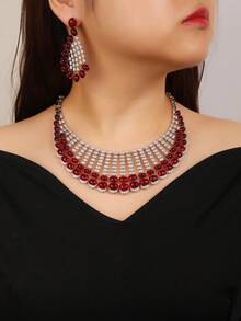 3pcs Luxury Cubic Zirconia Jewelry Set: Necklace, Earrings, Pendant, Fashion Accessory For Evening Gown, Wedding, Valentine's Day Gift - Jewelry Sets - View 2