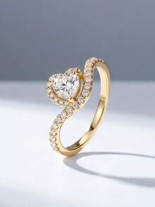1pc 925 Sterling Silver Smooth V-Shaped Ring, Suitable For Women, Elegant Crystal Earrings, Exquisite Jewelry - Gold - View 59