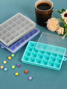 1pc Silicone Ice Cube Tray With Lid, Square Ice Cube Mold With 24 Cavities, Suitable For Cocktails, Chocolate, Juice - Multicolor - View 3