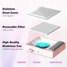 美甲吸尘器，超静音吸尘器，带可重复使用滤网，强劲吸力，低噪音，美甲配件，沙龙设备，便携式吸尘器，手持式设备，吸力强劲，塑料材质，吸力强劲，适用于美容爱好者和家庭美甲师 - 查看 6