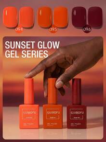 GMUME 3瓶/套 15毫升 秋季南瓜凝胶指甲油，焦橙色枫叶红酒红色，万圣节感恩节秋季色彩，温暖季节美甲，UV LED可卸甲油 - 彩色 - 查看 3