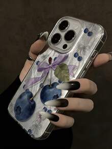 1个蓝莓蝴蝶结艺术图案羽毛雪纺手机壳，兼容 16/16Pro/16Plus/16ProMax、11/11ProMax、12/12Pro/12ProMax、13/13Pro/13ProMax、14/14Plus/14Pro/14ProMax、15/15Pro/15Plus/15ProMax - 彩色 - 查看 2