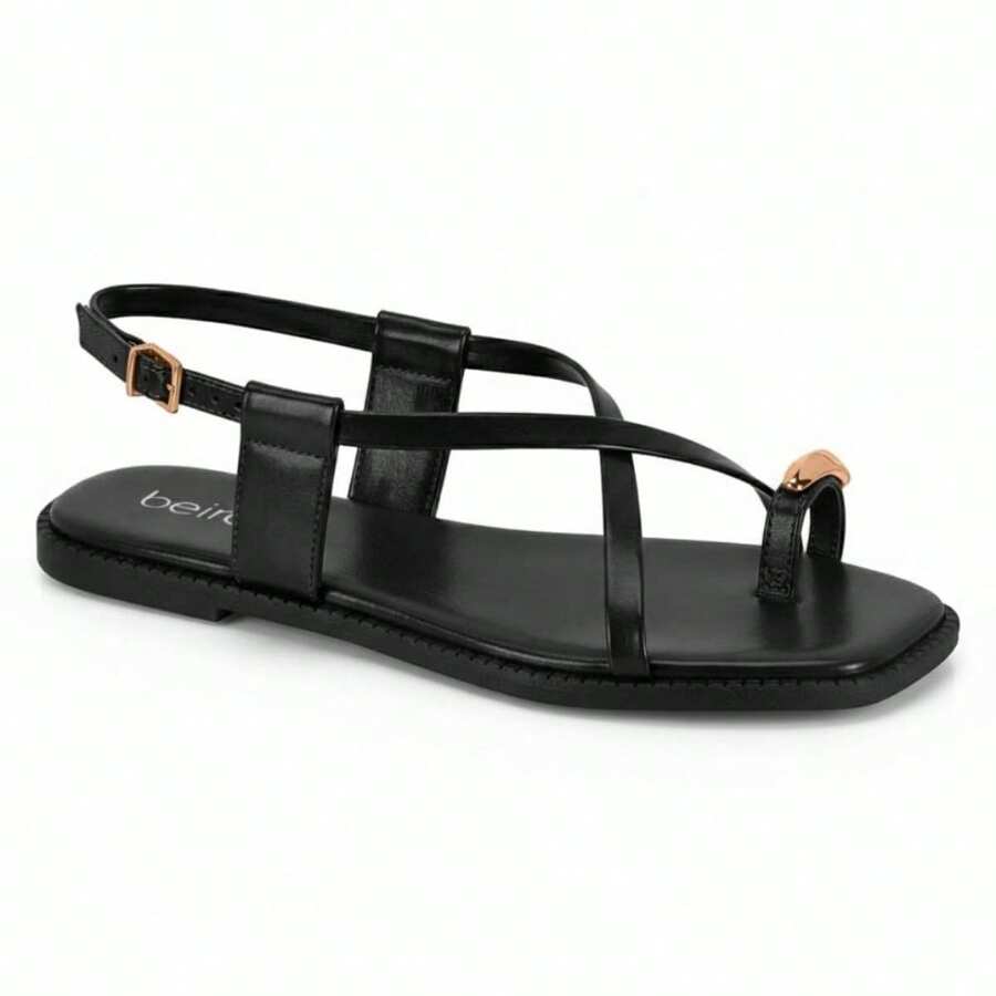 Beira Rio Flip-Flop Sandal With Buckle, Comfortable And Original - 黑色 - 查看 1