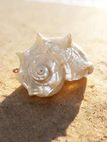 1pc Natural Seashell Pendant, Suitable For DIY Jewelry Making And Decoration, Can Be Used For Necklace, Earrings, Keychain - Conch - View 7
