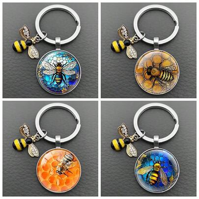 Medvang 1pc Casual Zinc Alloy Bee Keychain, Suitable For Spring And Summer