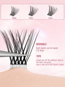 36 Bundles 3-Row D-Curl Pre-Glued Eyelash Clusters, DIY False Eyelash Clusters With Pre-Glue, Self-Adhesive Lash Clusters No Glue Needed, 12-16mm Lash Clusters Suitable For Christmas, Holidays, Valentine's Day Makeup, D-Curl Curly Lashes With Tweezers - D - View 3