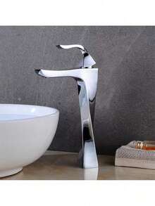 Torneira Monocomando Banheiro Prata Brilhante Aço Inoxidável 304 – Misturador Cascata Para Pia E Bancada, Alta Durabilidade E Acabamento Premium Winda - prata - Visão 1