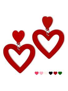 Heart-Shaped Earrings, Valentine's Day Earrings, Wedding Earrings, Lightweight Acrylic Earring Jewelry, Mother's Day Gifts - Multicolor - View 3