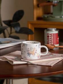 Taza de cerámica con patrón de animal inspirado en la naturaleza, taza de agua creativa con asa en forma de salchicha, taza para el desayuno, taza de café, juego de regalo para amigos y parejas - Multicolor - Ver 15